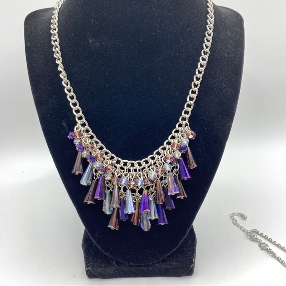 Necklace Bundle of Six Silver Tone Black + Bracelet - Picture 3 of 12